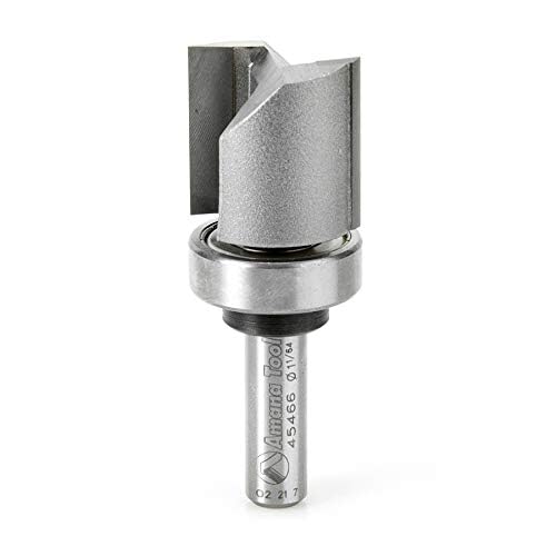 Amana Tool 45466 Carbide Tipped Flush Trim Plunge Template Router Bit 1 Inch Dia x 1 Inch x 3/8 Shank with Upper Ball Bearing