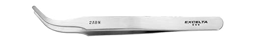 Excelta 2AB-N Tweezer, Curved Tapered Duckbilled, 4.5" Overall Length, Nickel