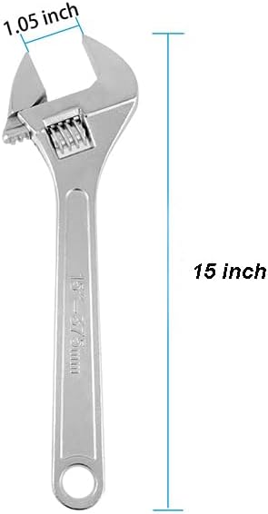 HOIGON 2 PCS 15 Inch Adjustable Wrench, Heavy Duty Crescent Wrenches with Wide Jaw and Ergonomic Handle for Machine Maintenance