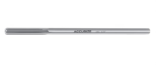 Accusize Industrial Tools 1/4'' H.S.S. Straight Shank Straight Flute Chucking Reamer, Flute Length 1-1/2'', Oal 6'', Right Hand, 6 Flute, 5015-0045