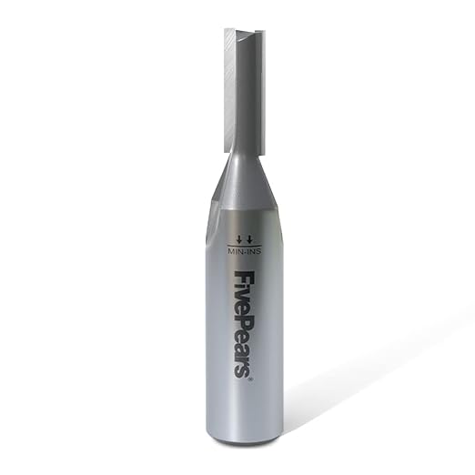 FivePears Straight Router Bits 1/2 Inch Shank Double Flute, 1/4 Inch Cutting Diameter, 3/4 Inch Cutting Length, Used for Create Groove, Dado or Hollow