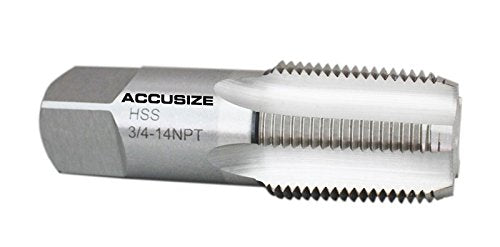 Accusize Industrial Tools 3/4'' to 14 H.S.S. Taper Pipe Tap-Npt, 3-1/4'' Oal, 1-3/8'' Thread Length, American Standard, 5 Flutes, Npt-34