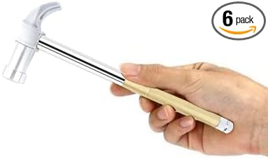 6-In-1 Multifunctional Metal Mini Hammer, Small Nesting and Screwdriver Set, Portable Steel Mini Hammer Ideal (Silver Yellow)