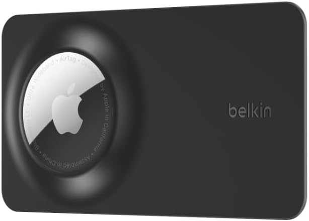 Belkin Apple AirTag Secure Wallet Insert - Thin Wallet Holder - Ultra Slim & Flexible Credit Card Size Insert for Purse, Handbag, Pocket, Backpack - Accessories for Apple AirTag - Black