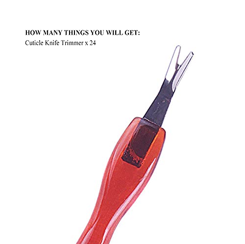 Cuticle knife Trimmer, 24 Pack Cuticle ForkTrimmer Nail Cuticle Remover Trimmer Pusher Dead Skin with Double Head V-Shaped Fork Manicure Pedicure Cleaner Care Tools for Home and Nail Shop (R)