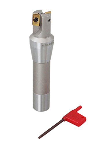 Accusize Industrial Tools 1'' by 5-27/32'' 90 Degree R8 Shank Indexable End Mills with 2 Apkt1604 Carbide Inserts Installed, 0028-6903