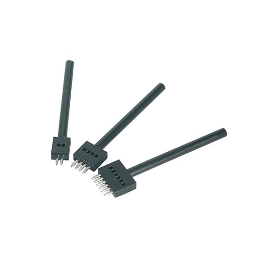 Leather Round Hole Punching Tool 3pcs Prong Punch Tool Set with 2/4/6 Prong Options for Precise Round Hole Punching DIY Leather Craft (4MM)