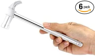 6 in 1 Mini Multifunction Copper Hammer and Screwdriver Hand Tools, Screwdriver Kit for Opening Walnuts, Watchmaker, and Household Repairing Tool (Silver)