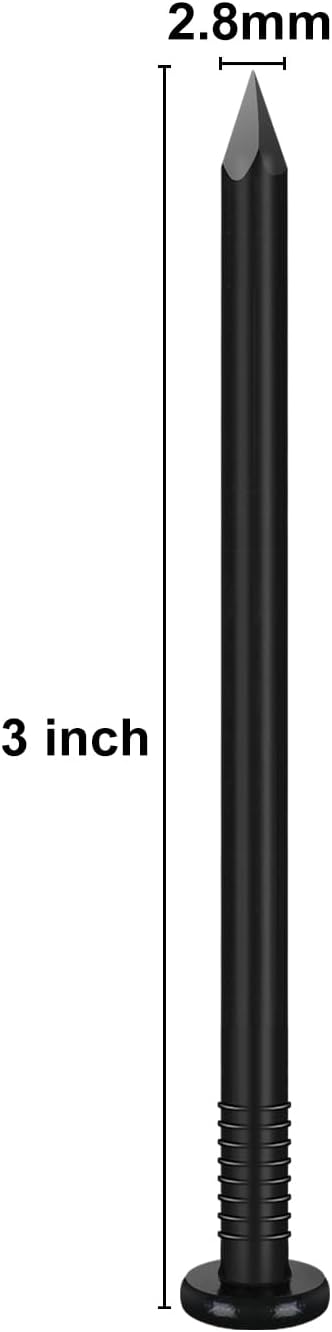 3 inch Hardware Nails, (282pcs) 3 lbs Black Nails, Nails for Hanging Pictures, Long Nails, Wall Nails, Wood Nails