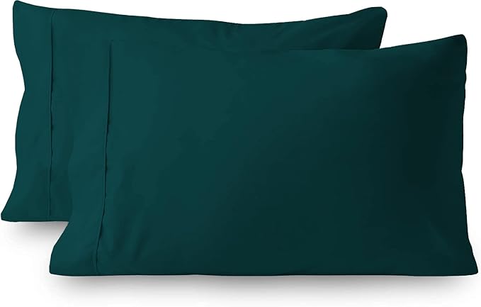 2Pcs Pillowcase 800 Thread Count 100% Egyptian Cotton Pillows for Sleeping, Soft & Silky Sateen Weave Bed Pillow Cover Long-Staple Standard Pillowcase Set of 2 Size (20"x30") - Teal Solid