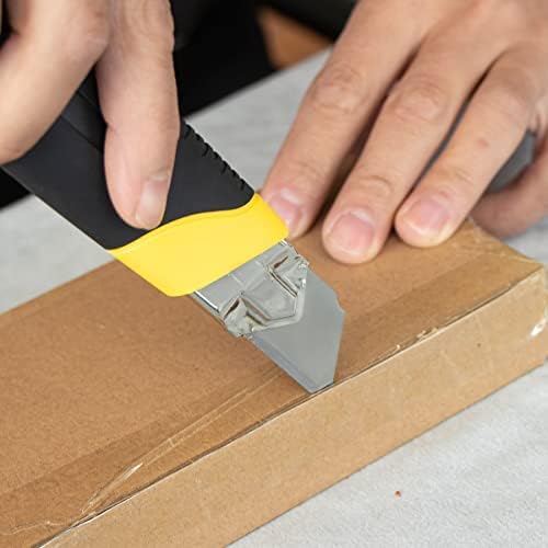 25MM Heavy Duty Utility Knife, Box Cutter with 10pcs SK-5 Retract Blades, Snap-Off Cutters with Rubber Grip for Cardboard, Boxes, DIY Crafts