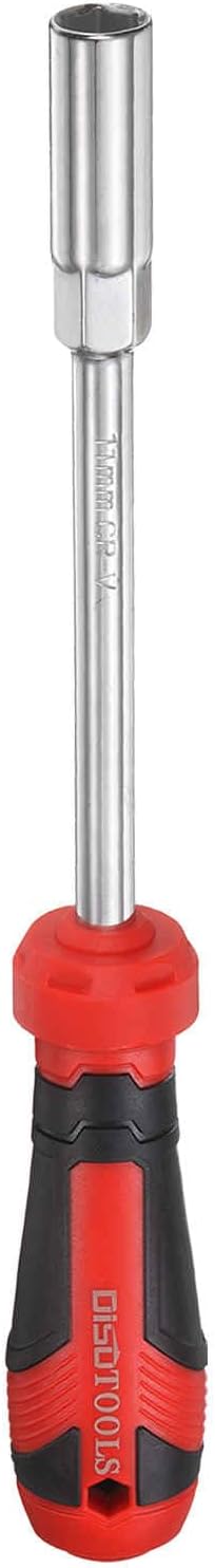 HARFINGTON Metric Nut Driver 11mm CR-V Non-Magnetic Tip Hollow Shafts Hex Socket Screwdriver with Anti-Slip Handle for Automobile Repair Bit Driver