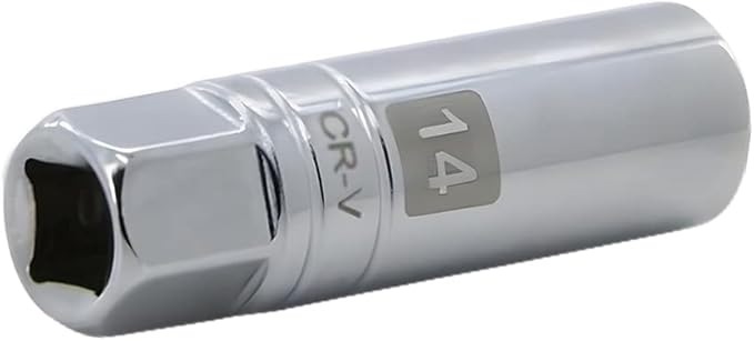 14mm Thin Wall Magnetic Spark Plug Socket 3/8 Inch Drive 12-Point Spark Plug Socket Compatible with Motorcycle, Car, SUV, BMW, Nissan, Mini, Mercedes