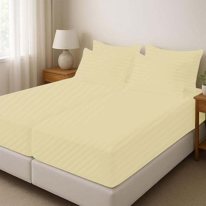 Split King Sheets for Adjustable Beds 5-Piece Split King Sheet Set, 800 Thread Count 100% Egyptian Cotton,15" Deep Pocket Adjustable Bed Sheets, Ivory Stripe