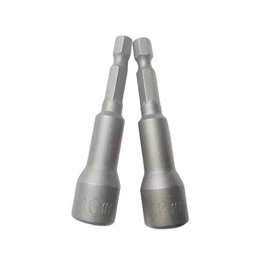 2PCS 10mm Nut Driver, 1/4" Magnetic Impact Driver Bit Set,1/4" Hex Shank Quick-Change Power Nut Driver for Electric Drill