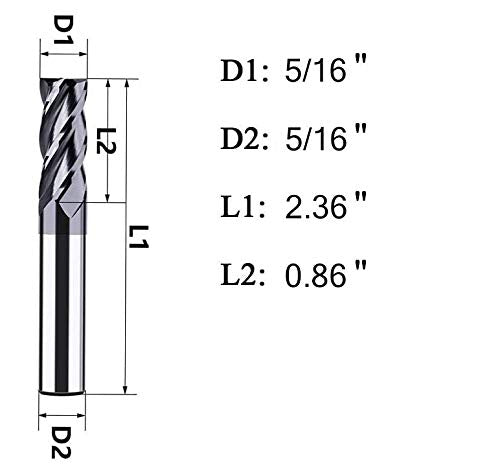 5/16" Carbide Square End Mill, HRC 45 Deg Single End 4 Flute AlTiN Coating Mill Bits (1, 5/16)