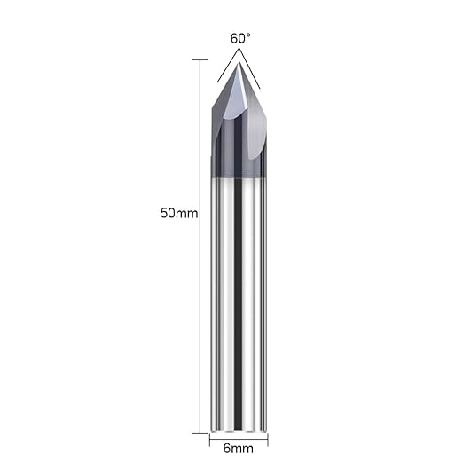ASNOMY 1Pc 1/4"(6mm) Carbide V Groove Router Bit 60 Degree Chamfer End Mill, 3 Flutes CNC milling Cutter end Mill Bits for CNC Carving and Chamfering