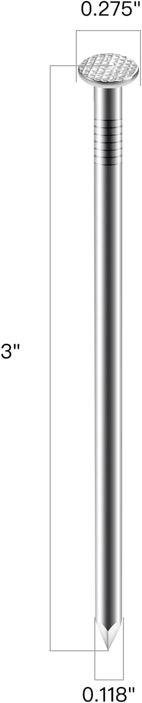 3 inch Hardware Nails, (270pcs) 3 lbs Stainless Steel Nails, Nails for Hanging Pictures, Long Nails, Wall Nails, Wood Nails