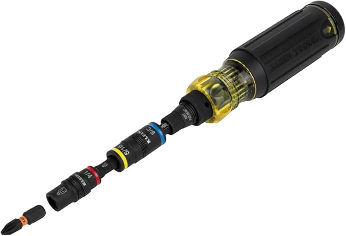 Klein Tools 32517HD KNECT 17-in-1 Impact-Rated Hybrid Screwdriver/Nut Driver, Magnetic, Flip Socket, 11 Bits, 3 Nut Drivers, Bit Holder, Square Adapter