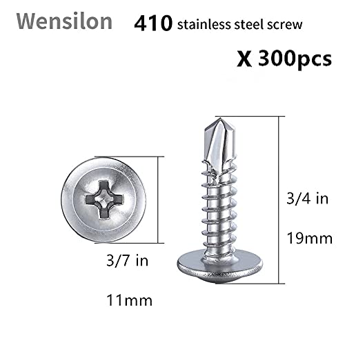 Wensilon竊?00pcs竊?8횞3/4?쓋or Sheet Metal Self-Tapping Screws 410 Stainless Steel Truss Head High-Strength Quick Tapping Screws