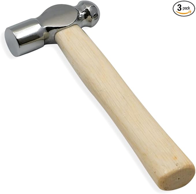 Mini Wooden Handle Round Head Hand Hammer,3 PCS Reinforced Ball Hammers,Round Head Wooden Handle,Escape Tool Hand Hammer for Prying Nails,Woodworking,Repairing,DIY