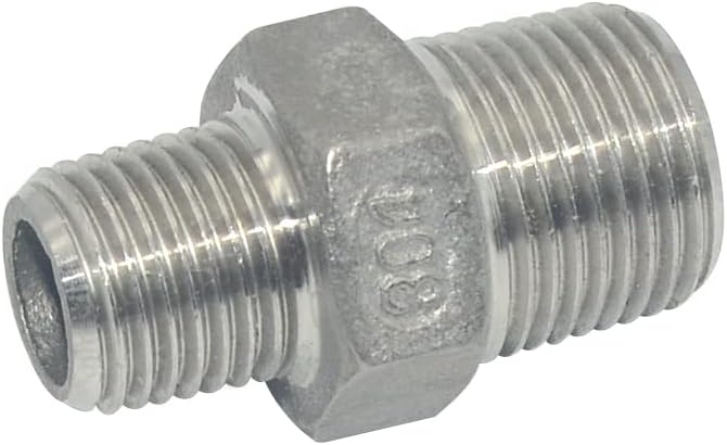 3/8" x 1/4" Male Threaded Reducing Nipple Fitting/Adapter,Stainless Steel SS304 NPT Pipe Hex Reducer