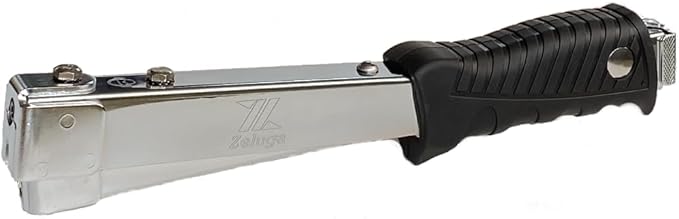 Zeluga 16-425 Heavy Duty Steel Construction Hammer Tacker, Anti-Jam Magazine and Ergo Grip Handle, Fits Staples 1/4'' - 5/16'' - 3/8'' (A11, T50 and 140 Staples), Black