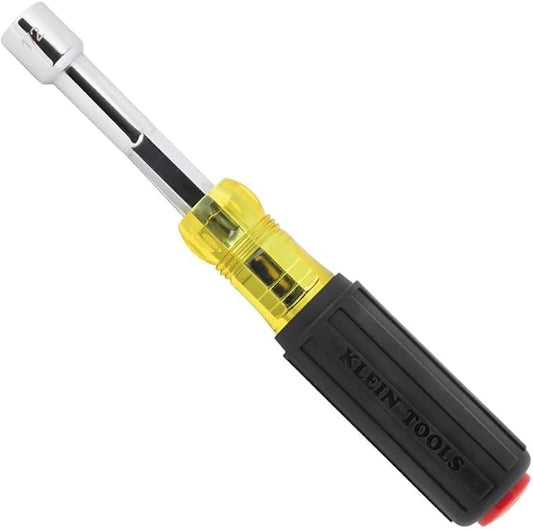 Klein Tools 654516 Heavy-Duty Hollow Shaft Nut Driver, Color-Coded 5/16-Inch Hex, Pass Through Design, 6-Point Socket, and Cushion-Grip Handle
