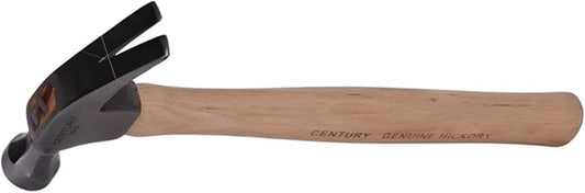 Century Drill & Tool 72276 Straight Claw Hammer, 16oz, Drop-Forged Steel, Hickory Wood Handle, Durable Ripping Hammer for Carpentry, Demolition & DIY