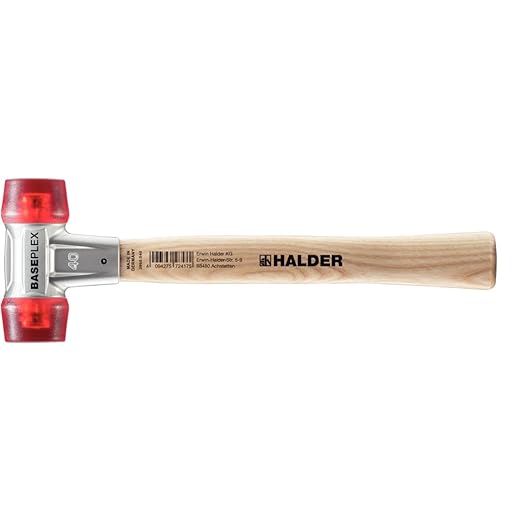 Halder Baseplex Soft-Faced Mallet 3906.040 - Hard Plastic Inserts, Zinc Die-Cast Housing, Overstrike Protector, 40mm, 17.99 Oz.