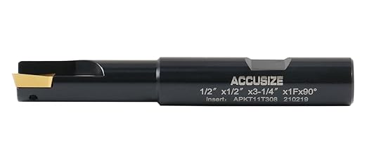 Accusize Industrial Tools 1/2" 90째 Square Shoulder Indexable End Mill w/ 10 add'l APKT11T308 Inserts, 1/2" Shank, 3-1/4" OAL, 0.433" ap, 1 Flute, APKT11T308, Carbide Insert, 0056-0914+0056-1130