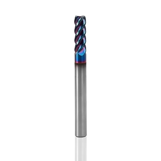 1/4" 4 Flute Square End Mill, AITiSiN Coated, HRC65 Hardness for Stainless Steel, Cast Iron, Hardened Steel, 3/4" Cutting Length, 2-1/2" Overall Length