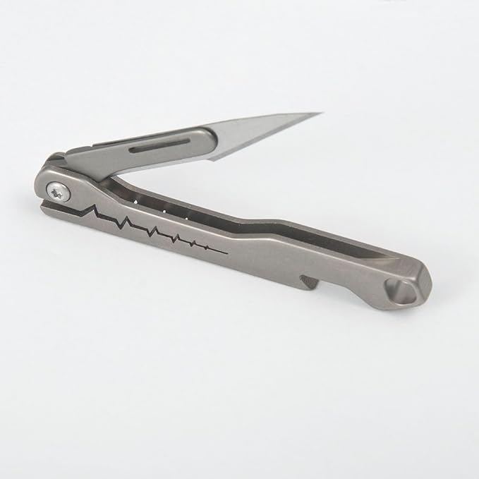 Titanium Utility Knife Pocket Folding Knife for Everyday Use with 10 Quick Change Blades, Ultra Compact and Lightweight