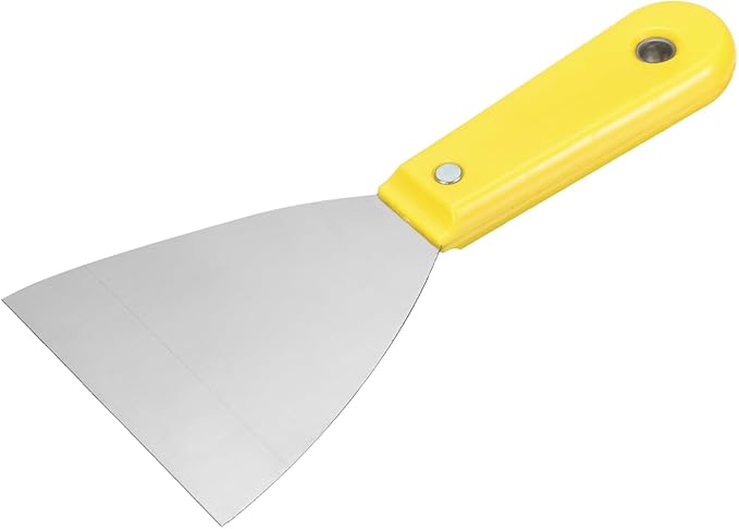 HARFINGTON Carbon Steel Putty Knife 4" Plastic Handle Spreading Drywall Flex Putty Scraper for Wallpaper Wall Taping Scraping Paint, Yellow