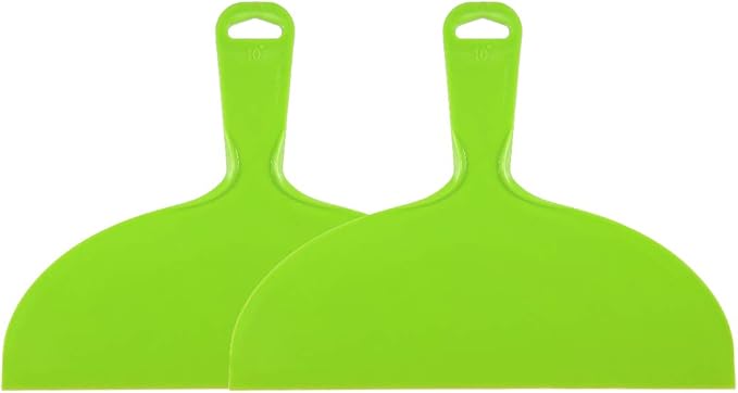 uxcell Putty Scraper 10" Plastic Flexible Putty Knives Disposable Spreader for Taping Drywall Wall Painting Green 2pcs