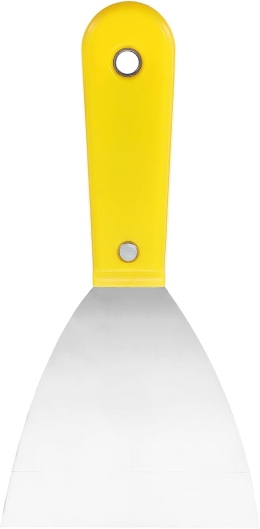 HARFINGTON Carbon Steel Putty Knife 4" Plastic Handle Spreading Drywall Flex Putty Scraper for Wallpaper Wall Taping Scraping Paint, Yellow