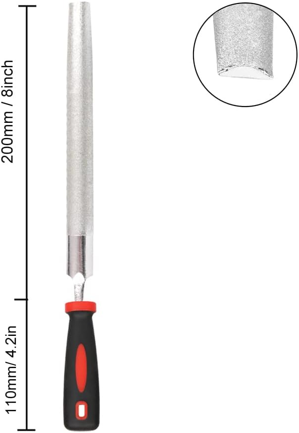 YKLP 8inch Diamond Coated Half Round File Plastic Handle Hand Tools for Grinding on Glass, Stone, Marble, Rock, Bone 120 Grit2