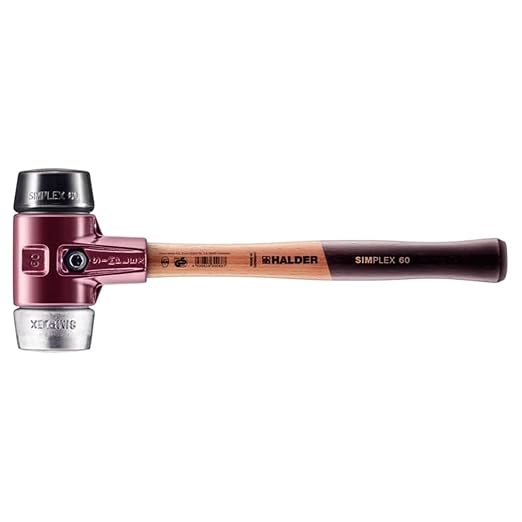 Halder 3029.060 Simplex 4 lb. Soft-Face Mallet with Black Rubber and Aluminum Inserts, Cast Iron Housing, and Wood Handle