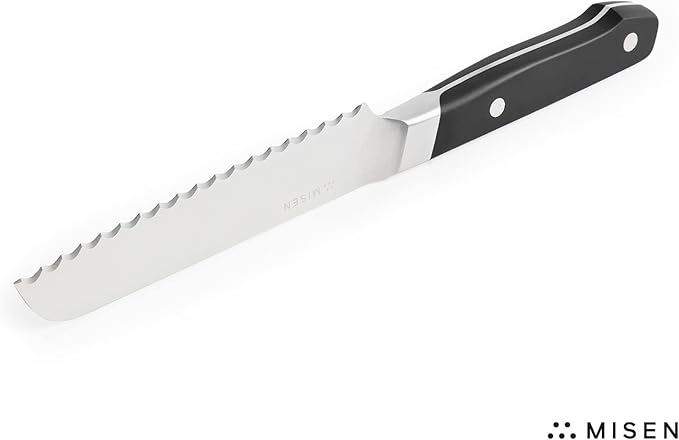 Misen Serrated Bread Knife - High-Carbon Japanese AUS8 Steel - Perfect for Soft Foods, Bread, Pastries, and Fruits - Verstatile Slicer, Razor-Sharp Edge, Durable Blade, Ergonomic Handle - 5", Black