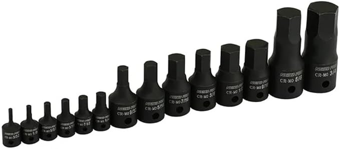 NEIKO 01142B Allen Bit Socket Set | 14 Piece | SAE | 3/32??to 3/4" | 1/4", 3/8??and 1/2" Drive | Cr-Mo Impact Grade