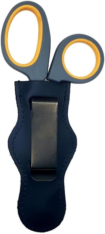 Custom Personalized BATCLIP SHEARS ??Handmade Leather EMT Shears Holster | Custom Engraved | Belt or Vest Clip | Left or Right-Handed | Titanium Shears Included | Made in Maine (Navy Blue)