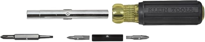 Klein Tools 32557 Multi-Bit Screwdriver/Nut Driver, Heavy Duty 10-in-1 with Interchangable Shafts and Ph, Sl, Sq, Hex Bits and Nut Drivers