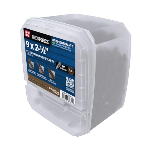 Grip-Rite GRDFCS212ACA5 DeckForce #9 x 2-1/2" Nano Coated Composite Deck Screws, Brown, 5lb Box