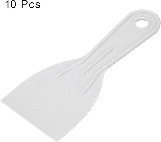 HARFINGTON 10pcs Putty Scraper 3" Width 2mm Thin Flexible Plastic Putty Knives for Taping Drywall Spreading Painting Wall Scratching Gray