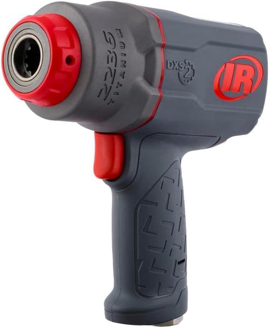 Ingersoll Rand 2236QTIMAX DXS2 1/2" Air Impact Wrench, Quiet, 1,500 ft-lb Torque, Titanium Hammer Case, Friction Ring Retainer, Pistol, Interchangeable Anvil, Multifunctional Tool