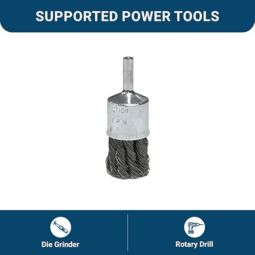 Benchmark Abrasives 1 Inch Knot Wire Brush for Drill & Die Grinder, Paint Removal, Cleaning, Deburring - 1/4" Shank, Drill Grinder Attachment (5 Pack) - Carbon Steel