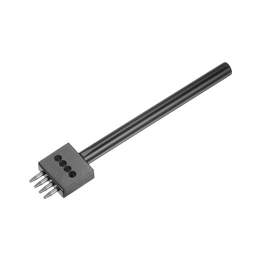 uxcell 4 Prong Leather Prong Punch Tool 4mm Steel Prong Row Round Hole Stitching Chisel for Leather Craft