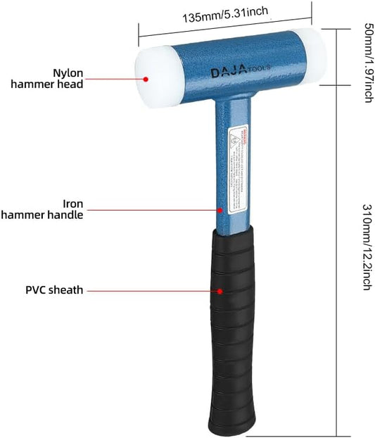 Non Rebounding Hammer Dead Blow Hammer Nylon Hammer Face Filled With Steel Shot Face Diameter 50mm/1.97inch (Steel handle, 50)