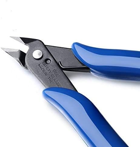 Flush Wire Cutter, 5PACK Blue Diagonal Cutting Pliers Side Cutter Nippers Micro Wire Cutter Wire Clippers Wire Snips (5inch size)