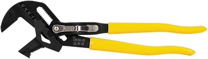 Klein Tools D53010 Plier Wrench, High Leverage Multi-Use Pump Plier with Adjustable and Reversible Double-Sided Jaw, Smooth and Knurled Teeth, 10-Inch